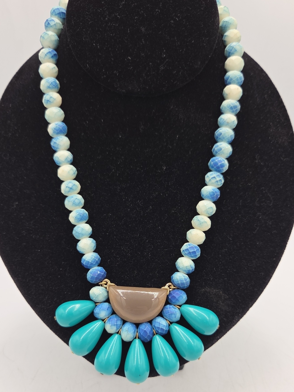 David Aubrey Vintage Blue & Turquoise Statement Beaded Necklace